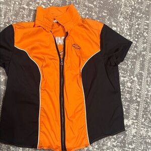 Orange and Black Harley-Davidson Zip-Up Shirt